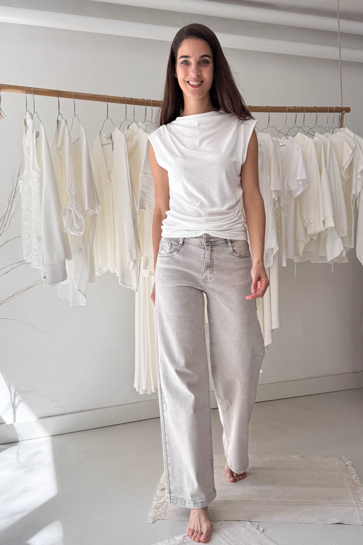 Wide leg farmer nadrág-szürke