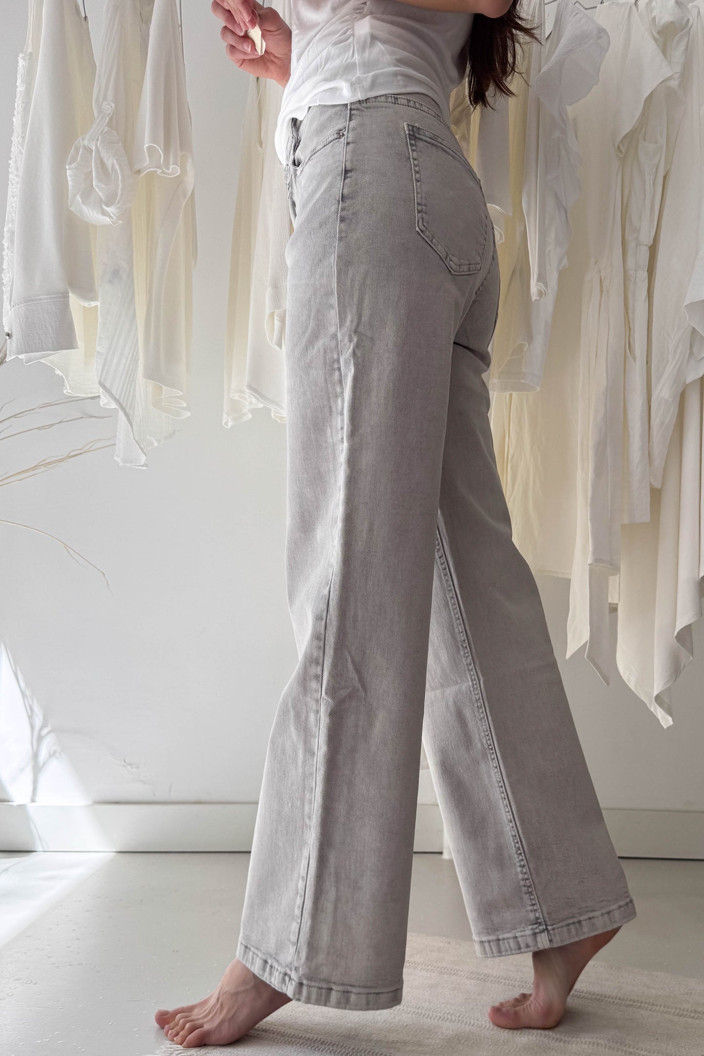 Wide leg farmer nadrág-szürke