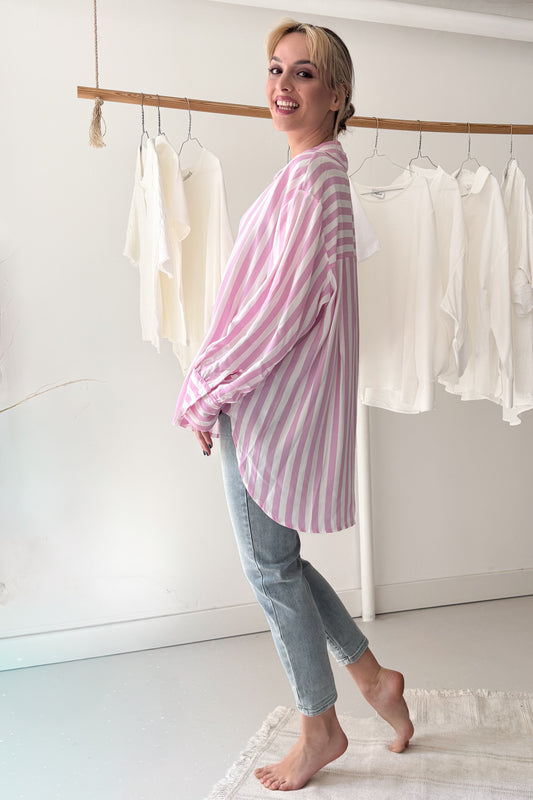 Rózsaszín csíkos oversize ing