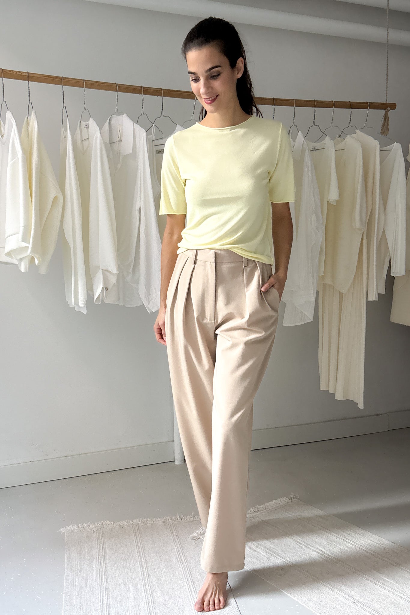 Vékony, rövidujjas felső -  sárga