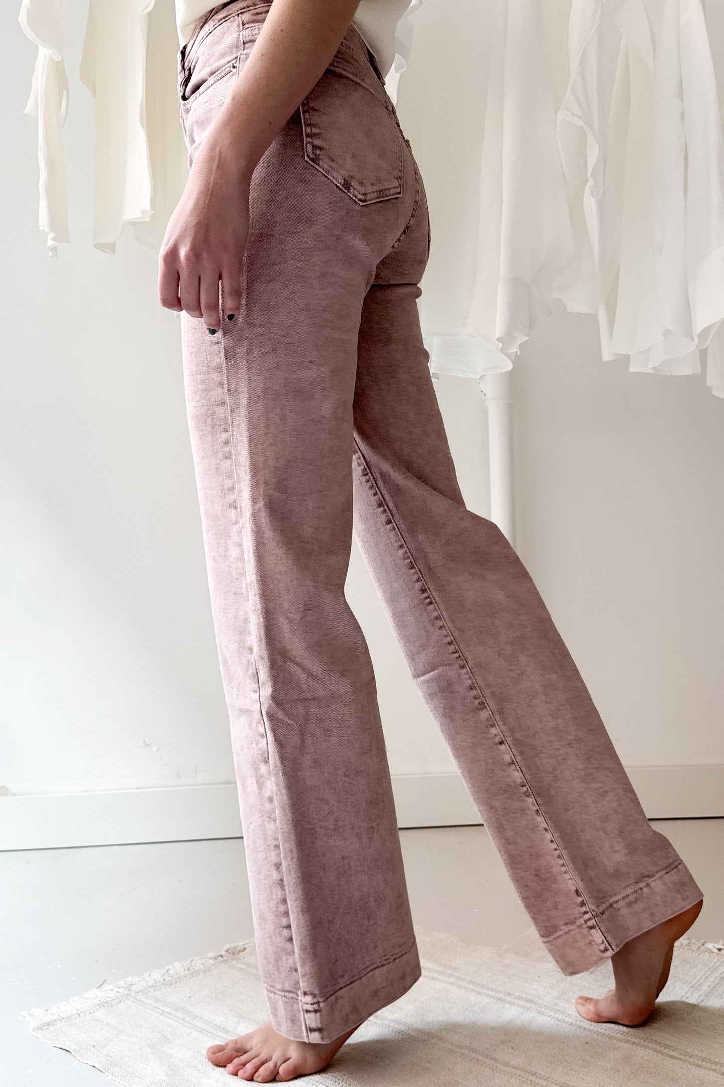 Wide leg farmernadrág - flamingórózsaszín