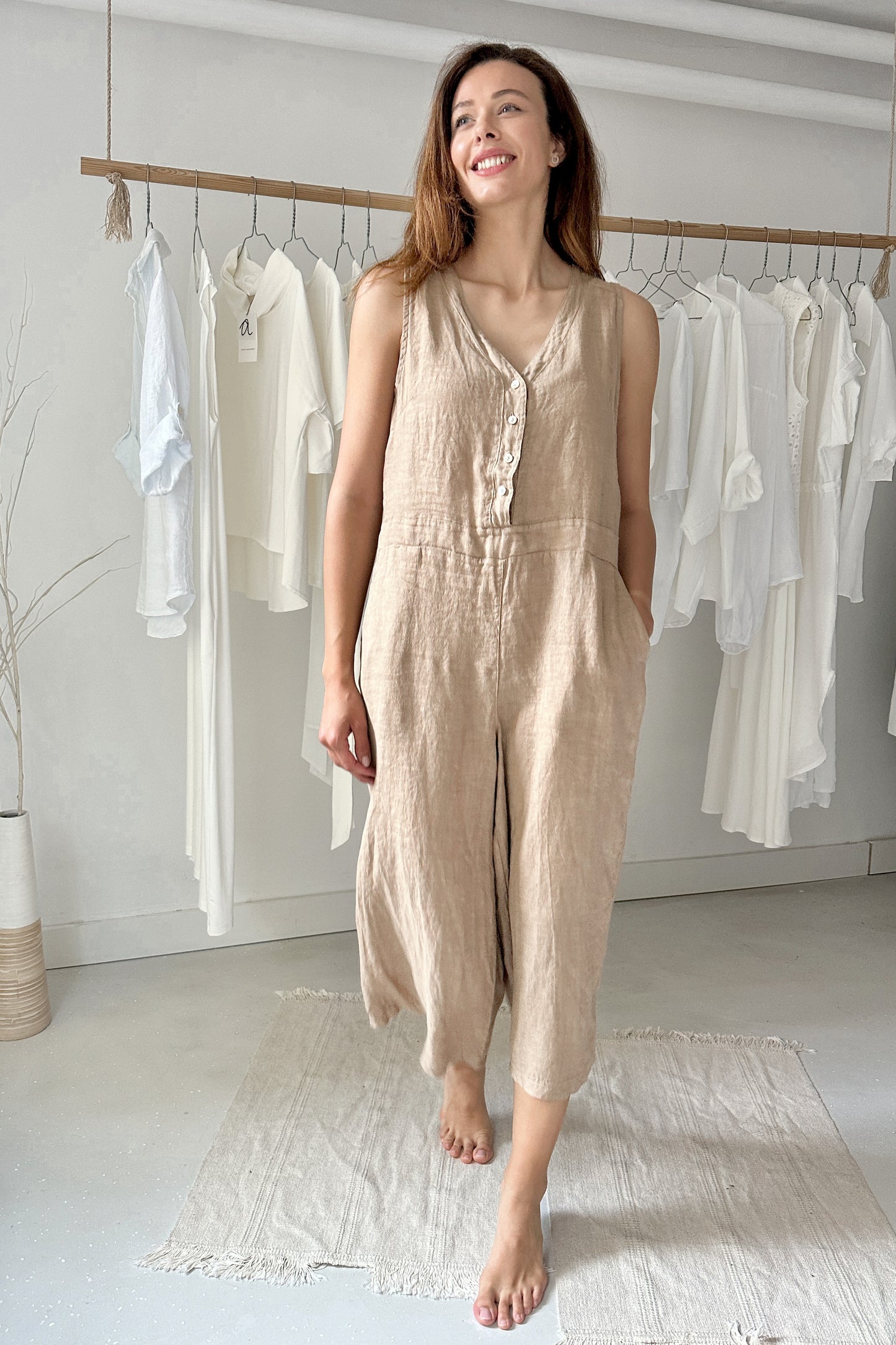 Linen overalls