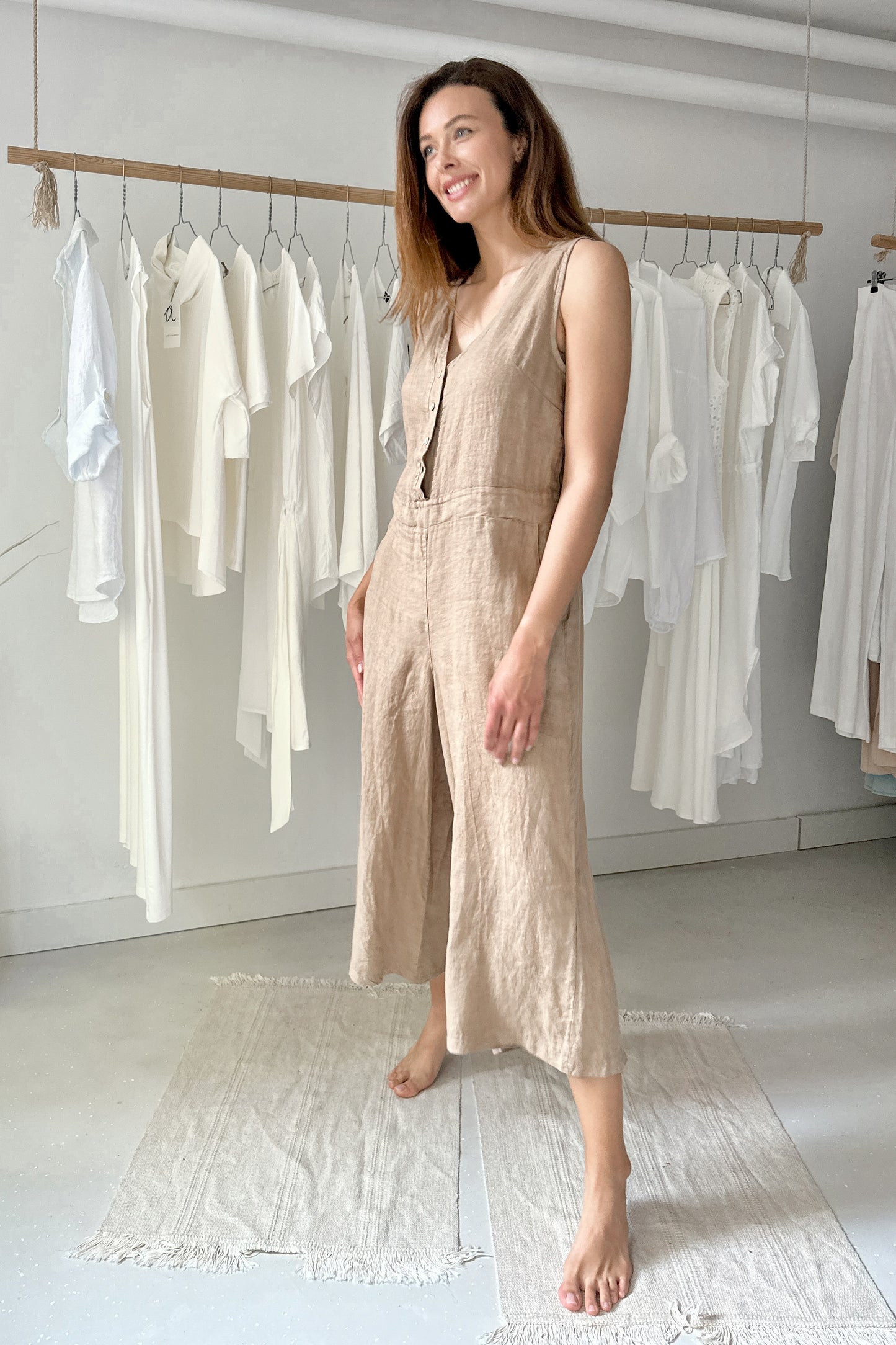 Linen overalls