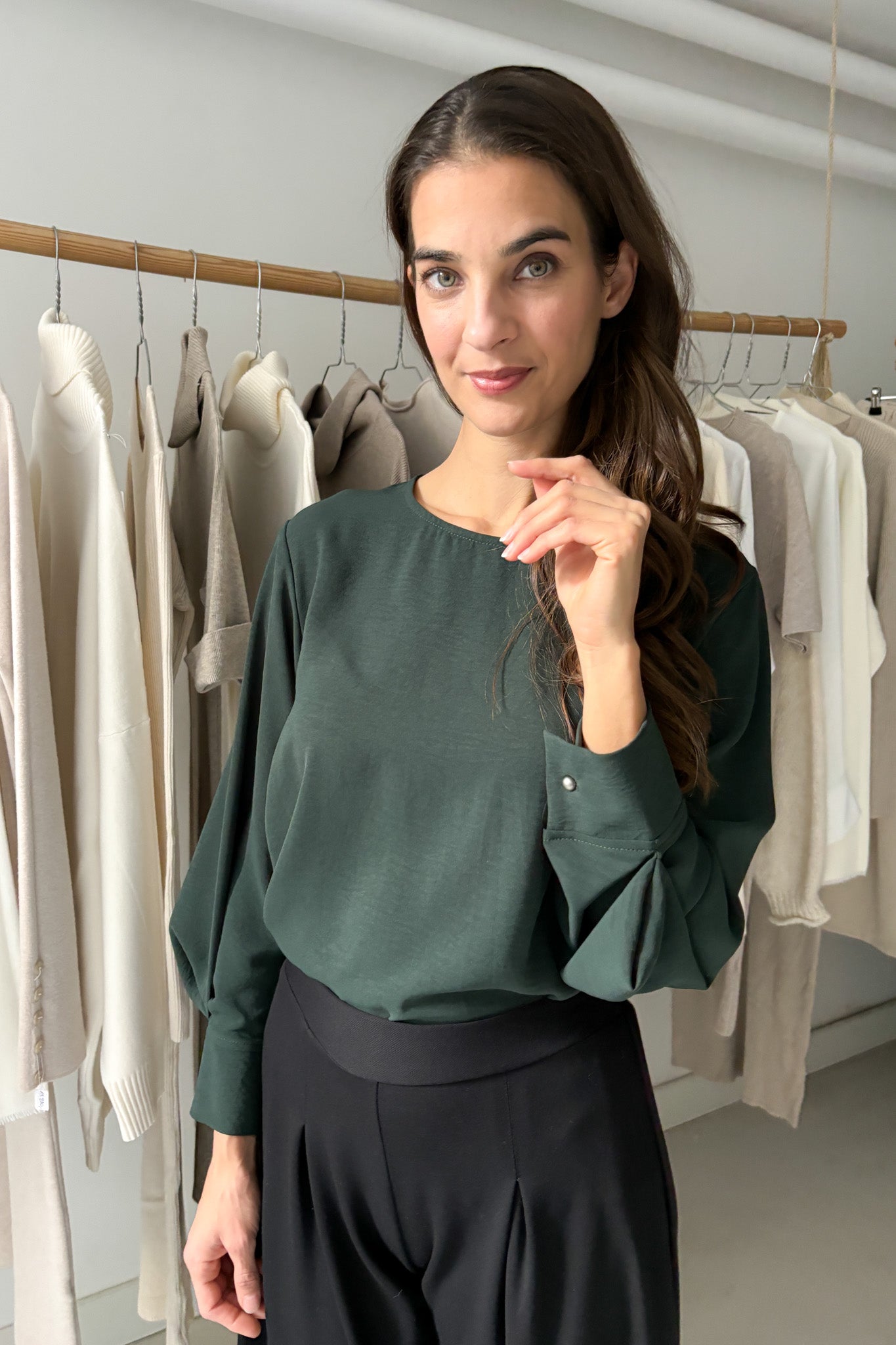 Bő ujjszabású blúz - zöld