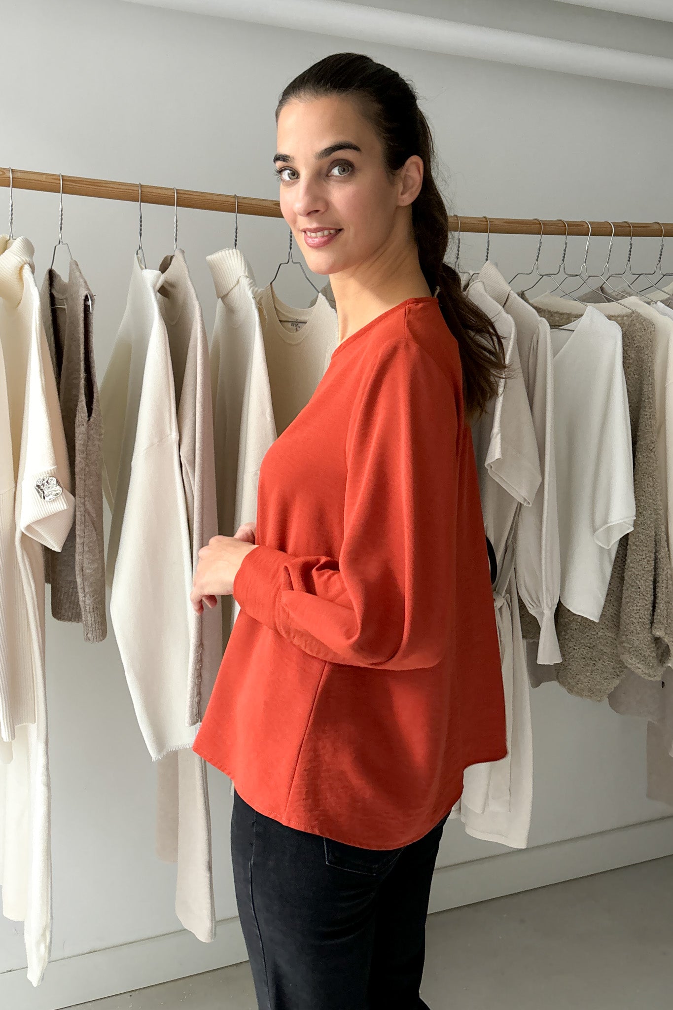 Bő ujjszabású blúz - vörös