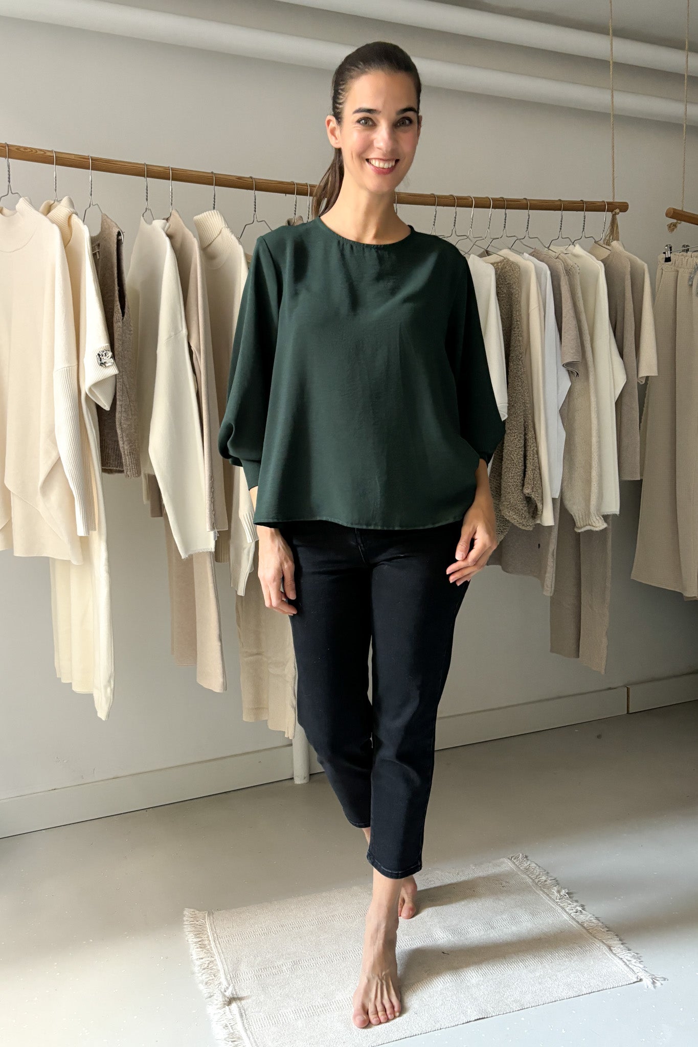 Bő ujjszabású blúz - zöld