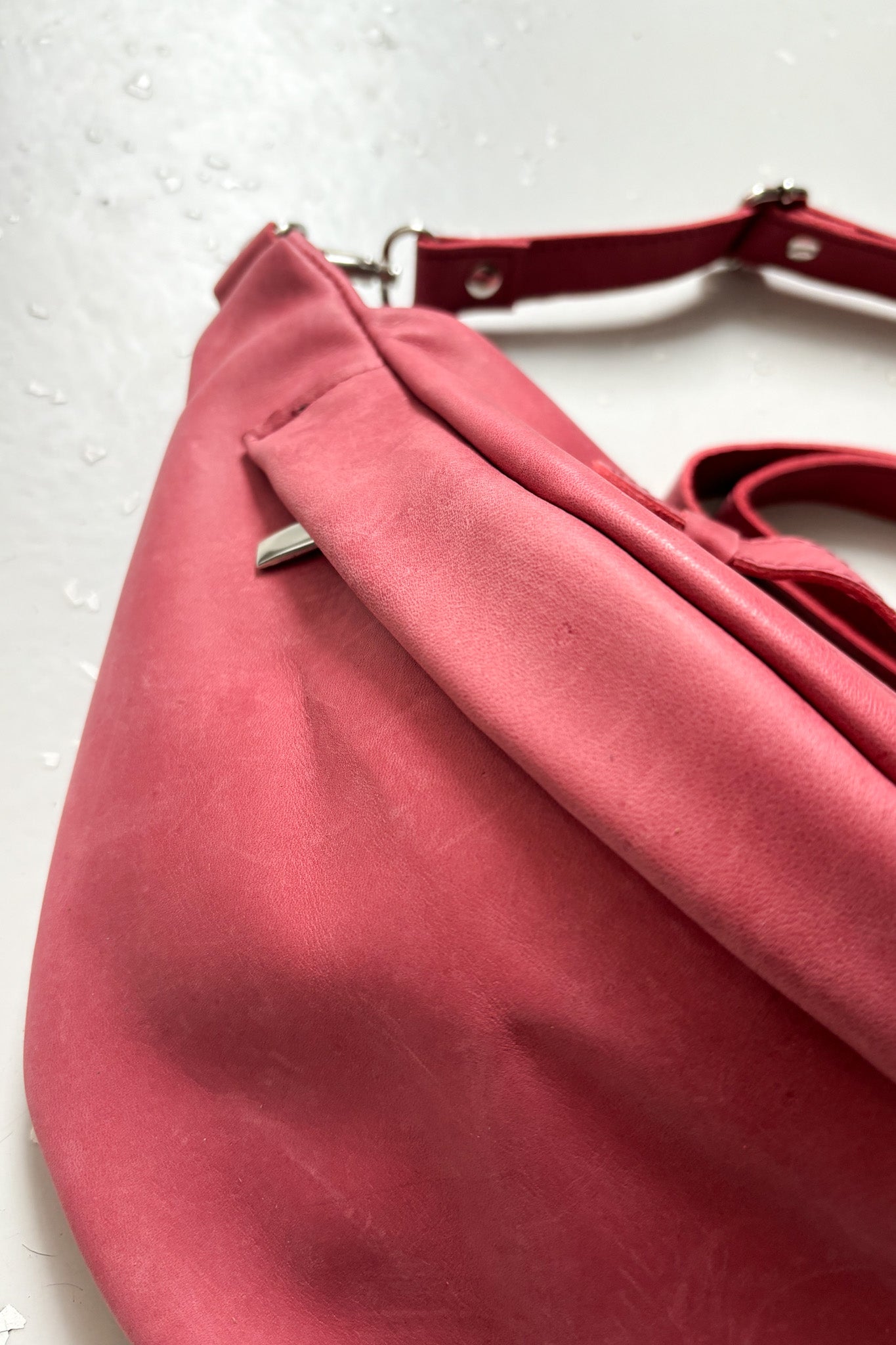 Oversize bőr övtáska - korallpiros