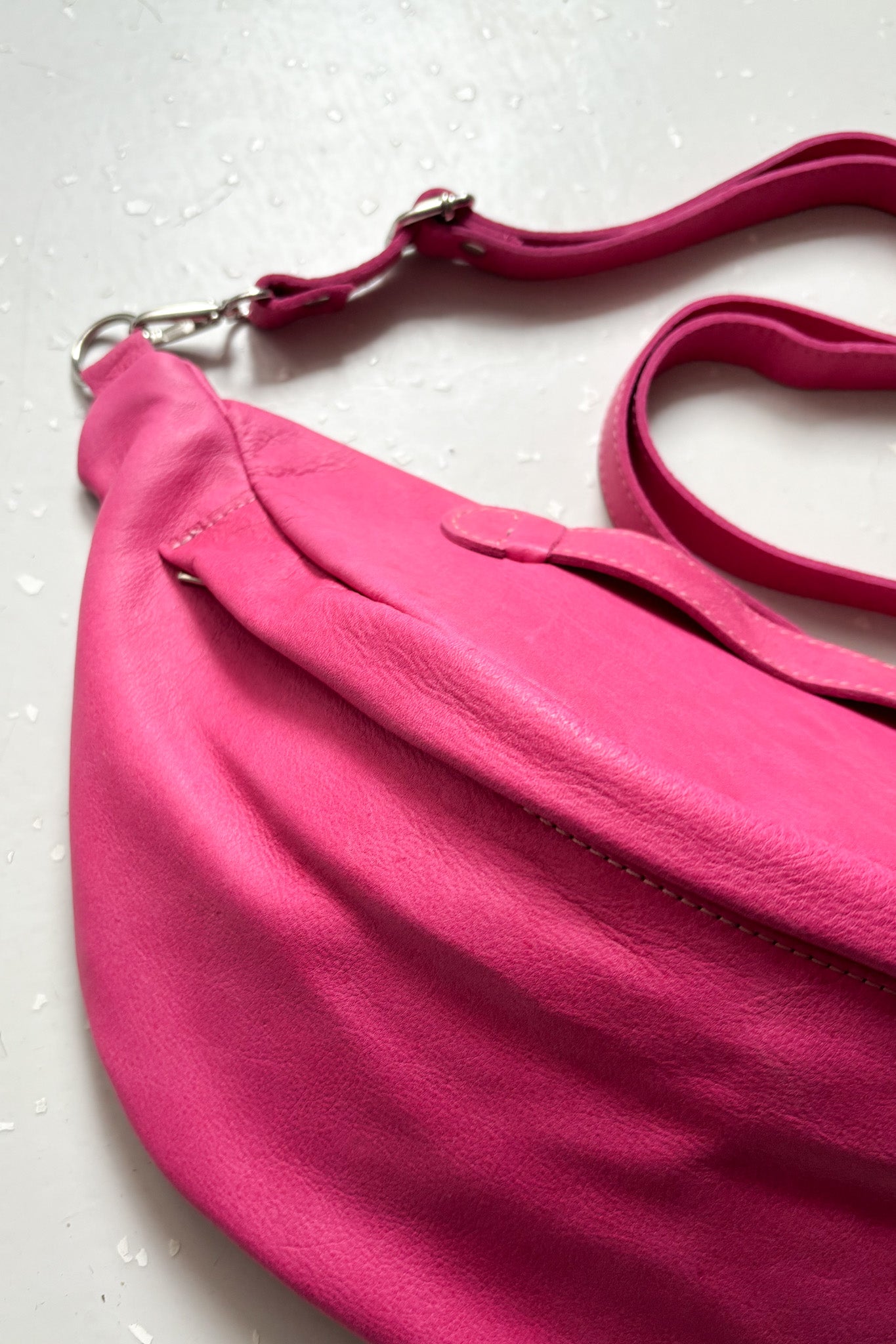 Oversize bőr övtáska - fukszia