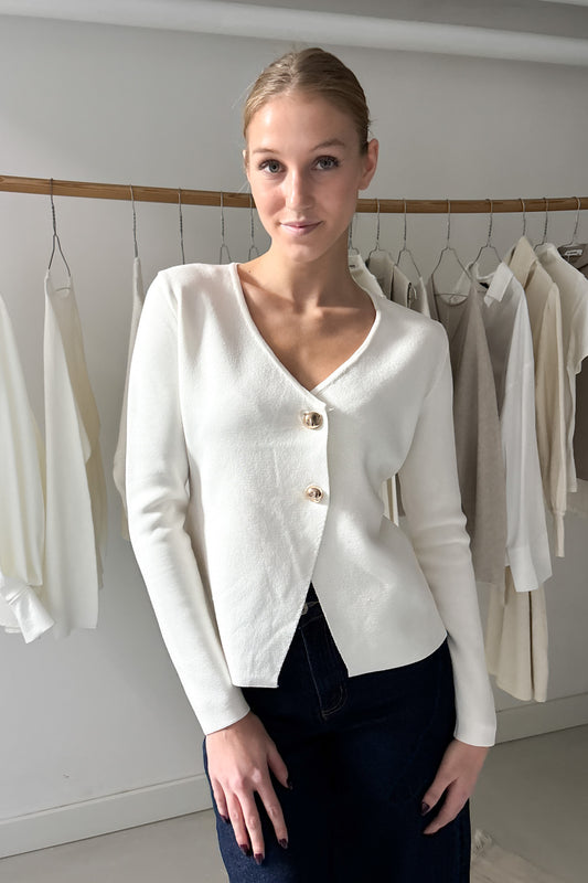 V-nyakú, duplagombos kardigán