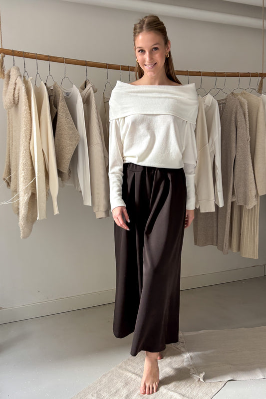 Kámzsanyakú pulóver - fehér