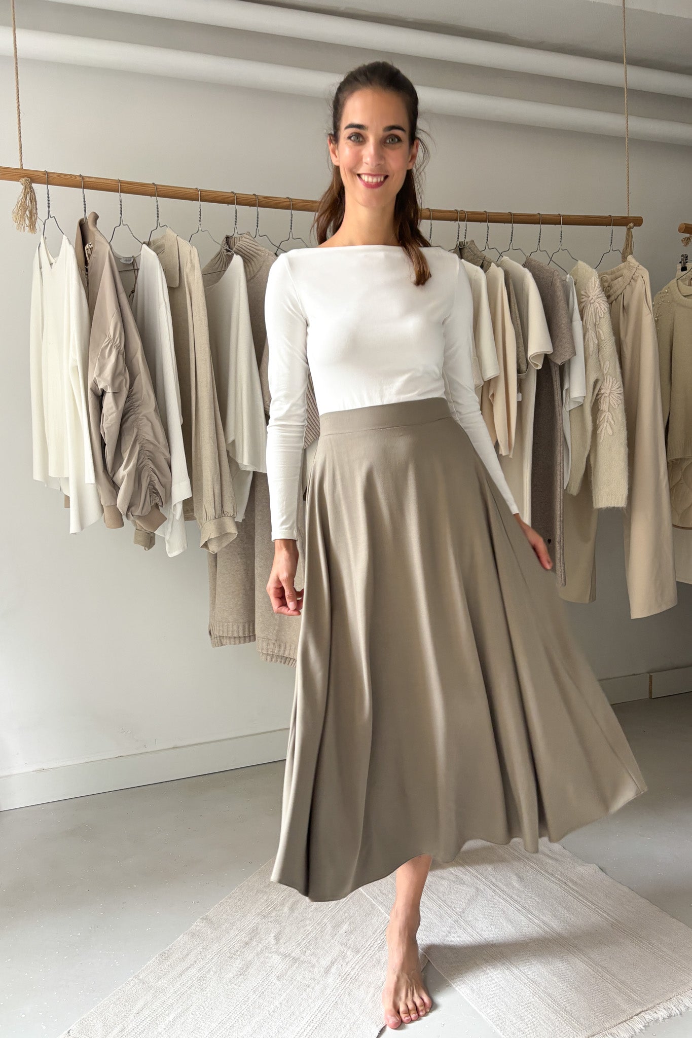 Midiszoknya - olivazöld