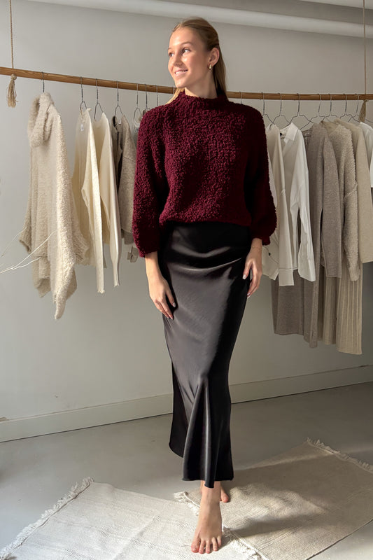 3/4-es ujjú buklé felső - burgundi