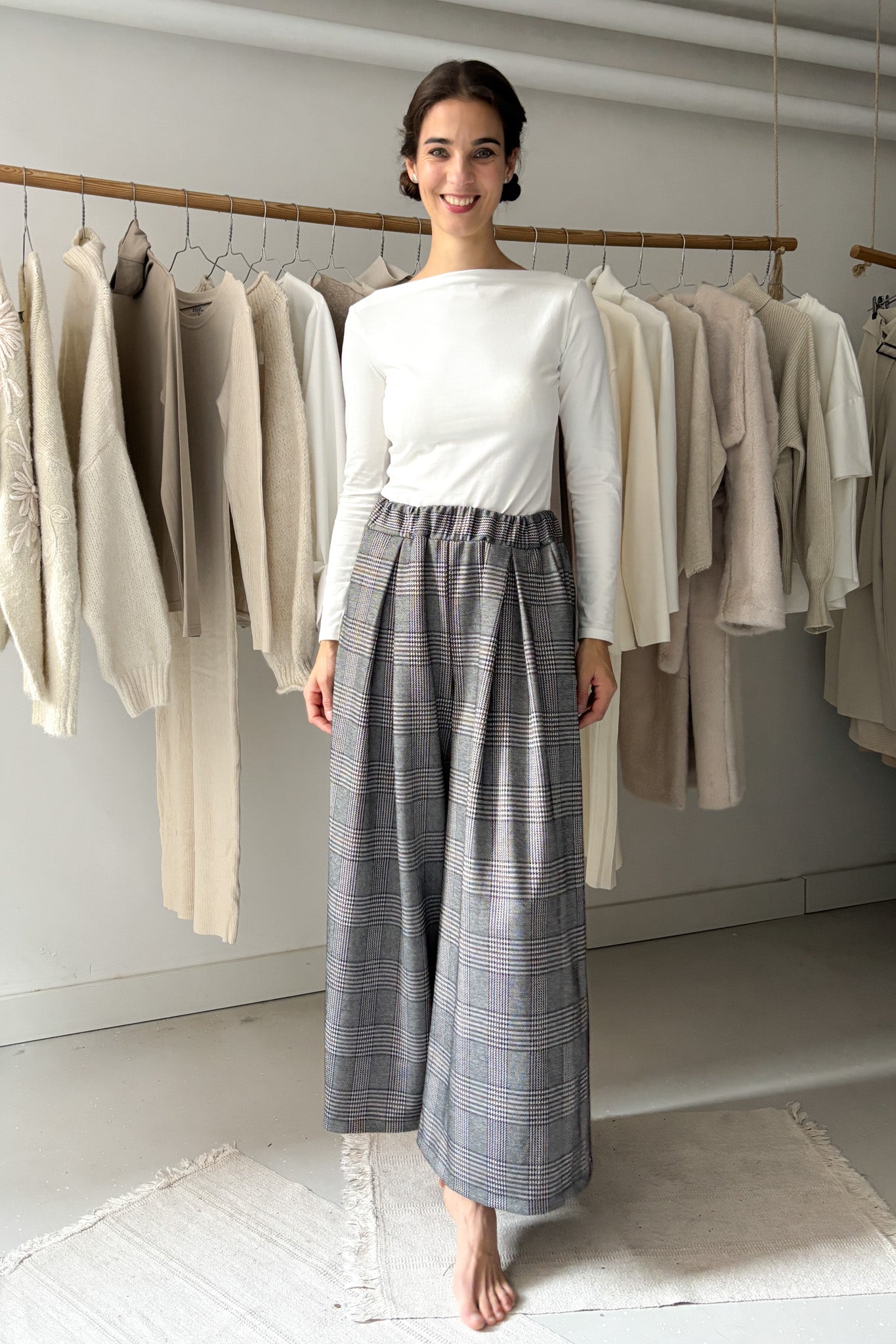 Elöl hajtásos nadrág - kockás