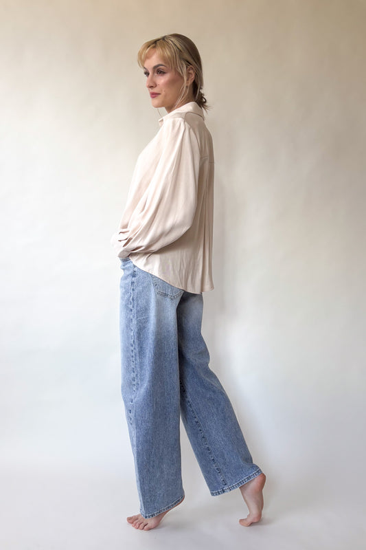 Alul csavart blúz - púder