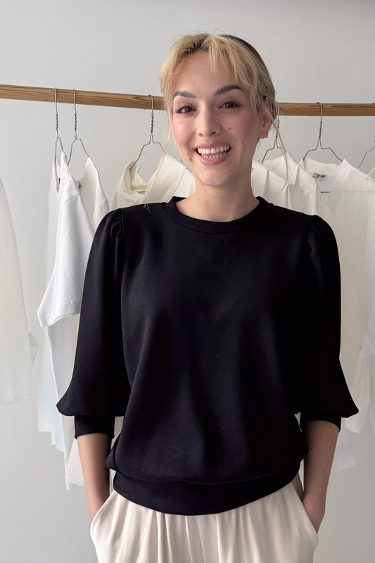 Puffos ujjú felső - fekete