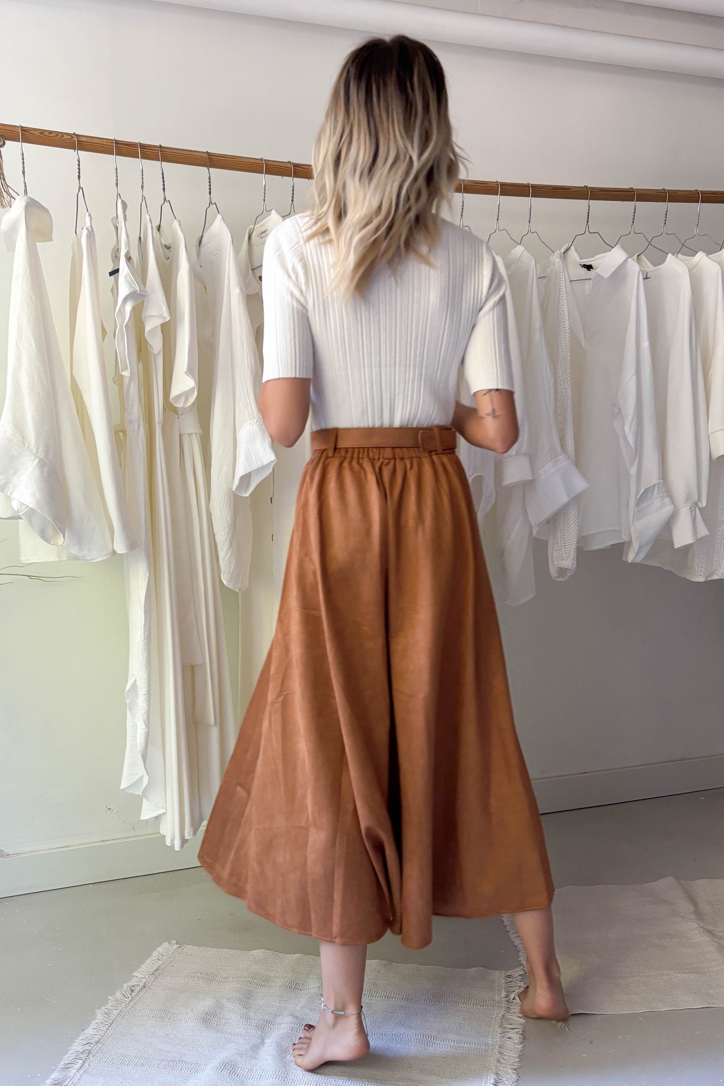 Fehér bordázott kötött felső