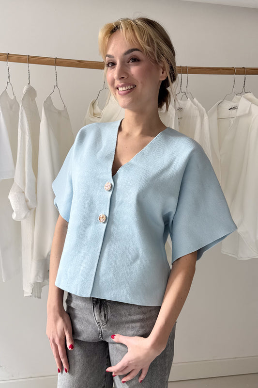 Egybeszabott vállú kardigán-púderkék