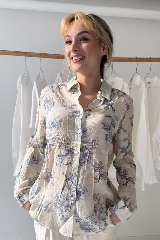 Kék virágos lenge ing