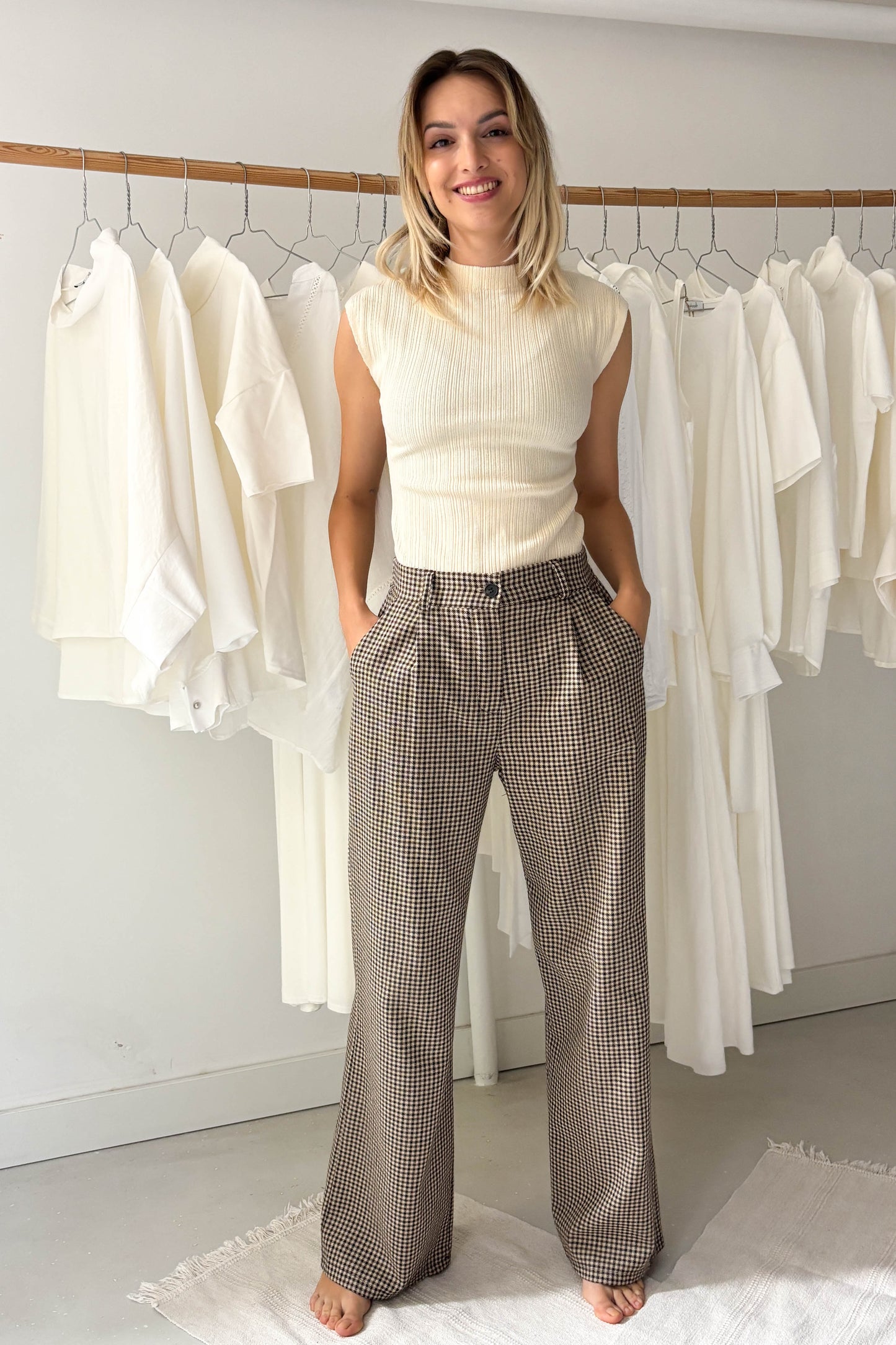 Kockás blézer és nadrág szett