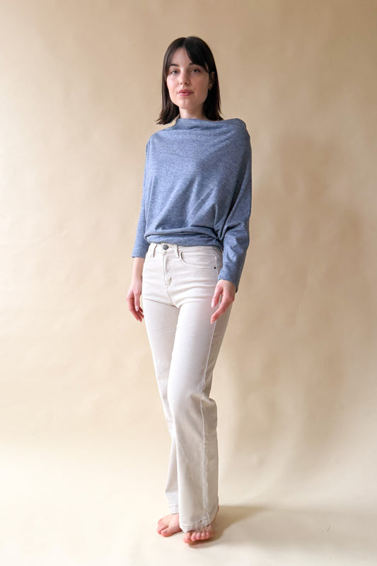 Ejtett nyakú felső - kék