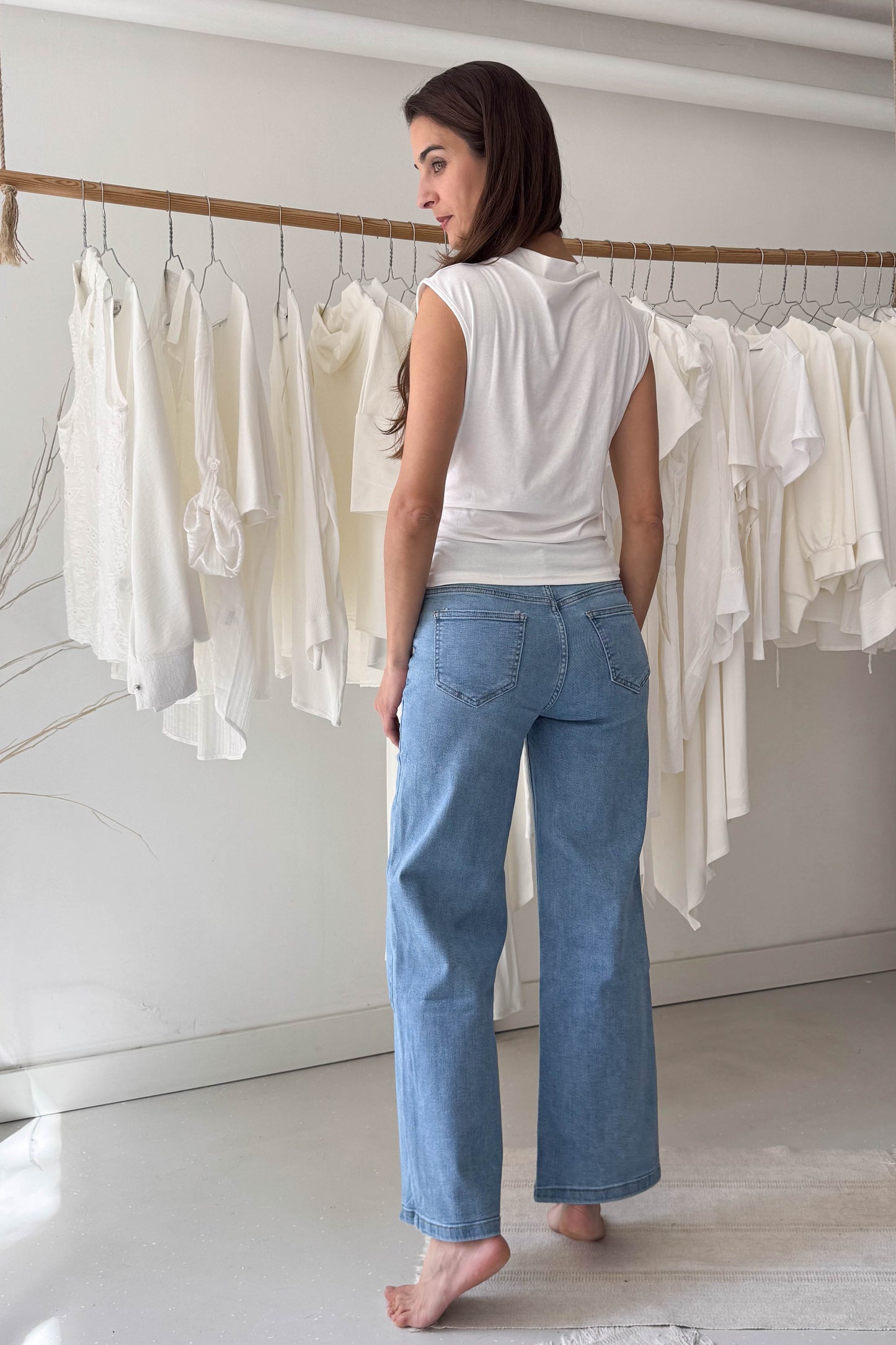 Wide leg denim pants-blue