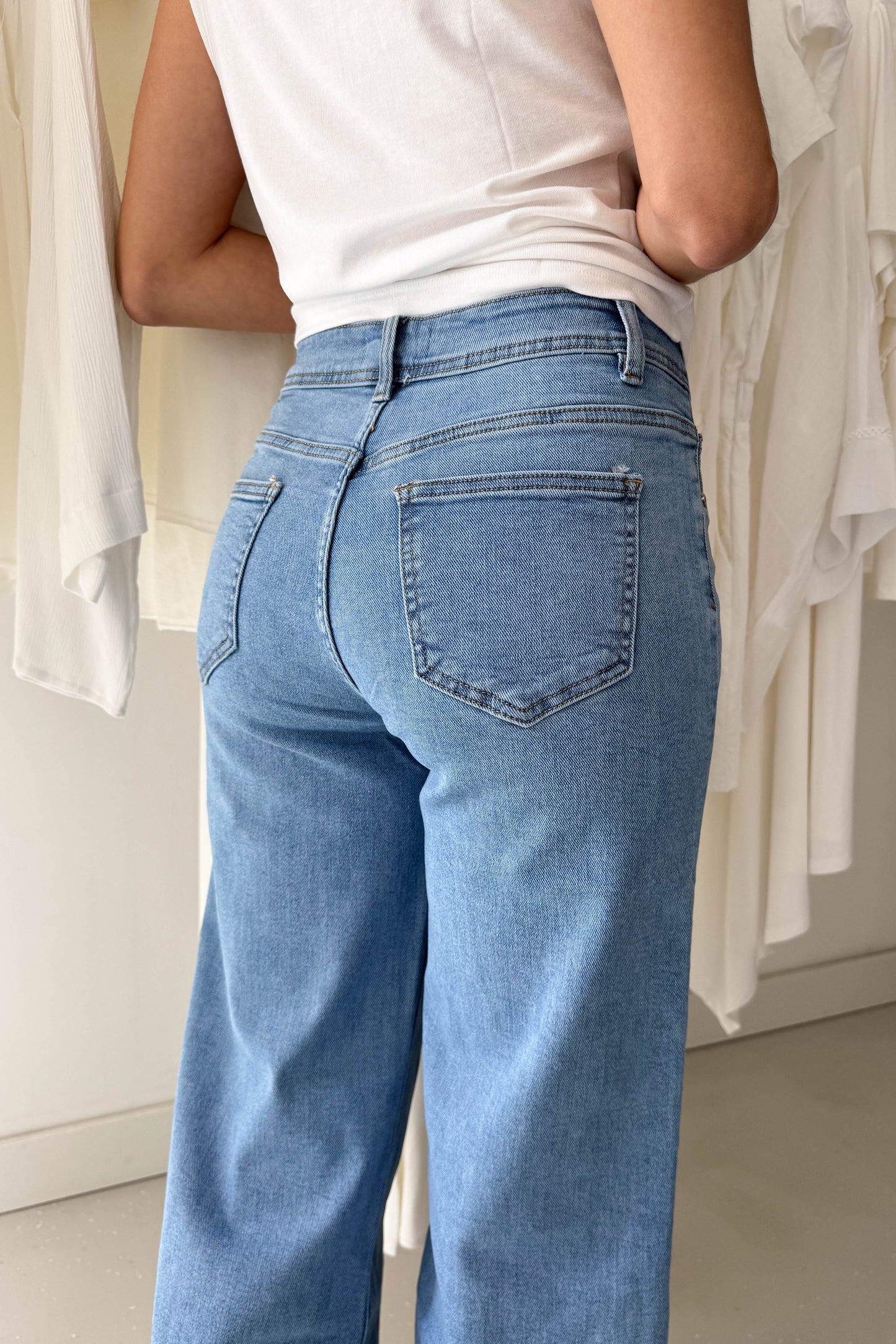 Wide leg denim pants-blue