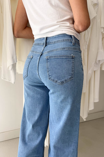 Wide leg denim pants-blue