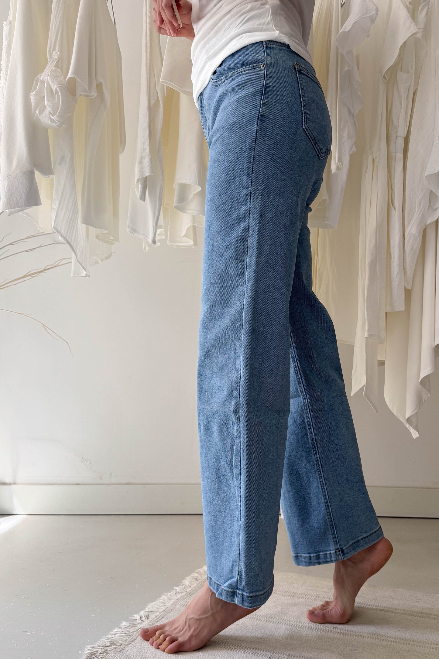 Wide leg denim pants-blue