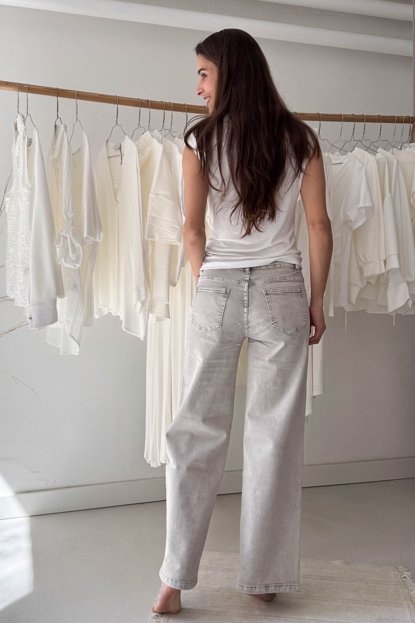 Wide leg farmer nadrág-szürke