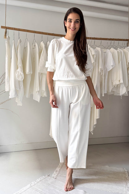 Laza fazonú csípő nadrág-fehér