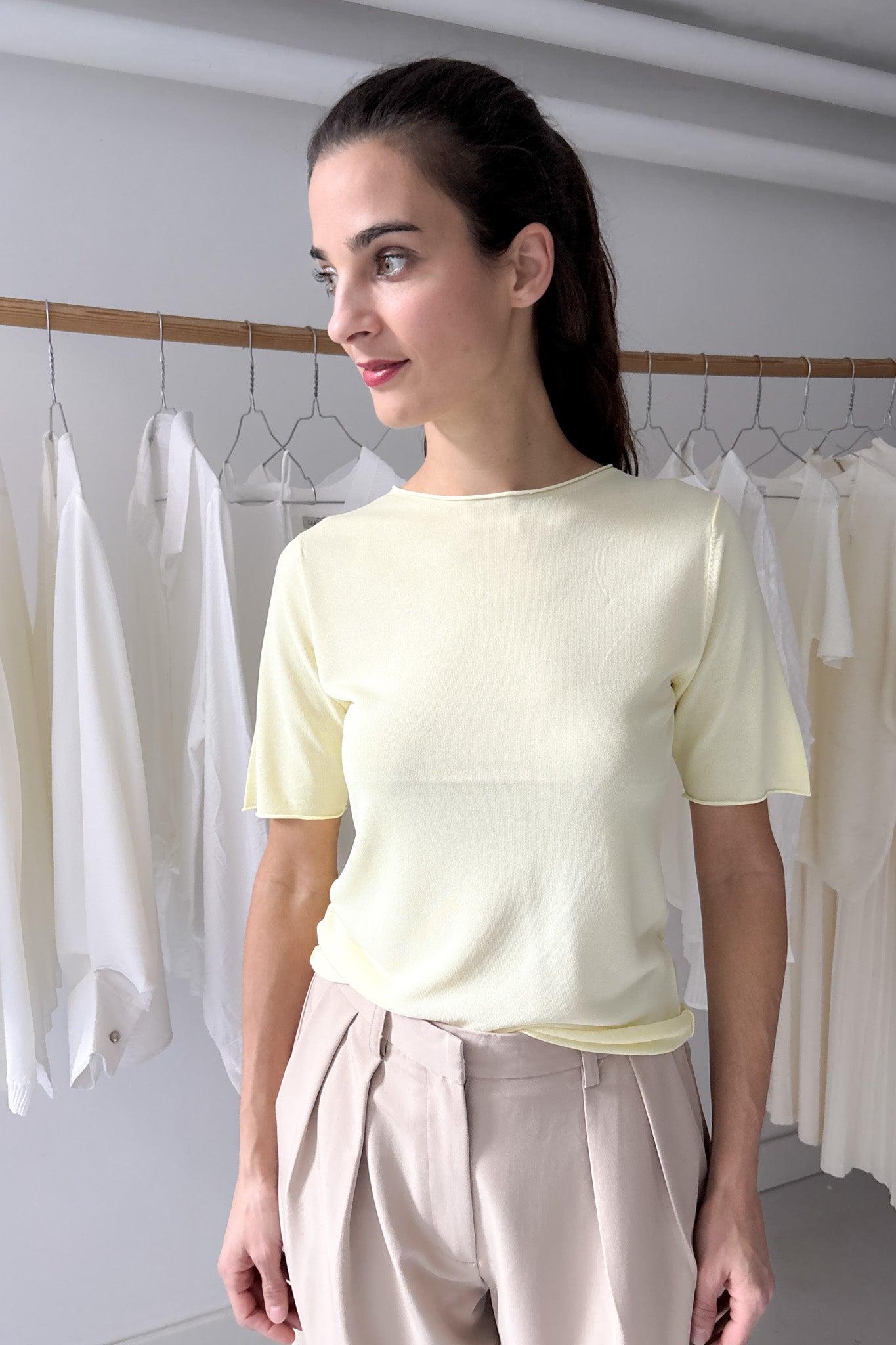 Vékony, rövidujjas felső -  sárga