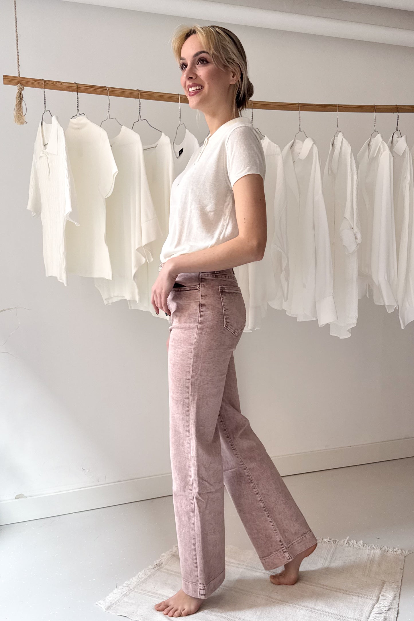 Wide leg farmernadrág - flamingórózsaszín