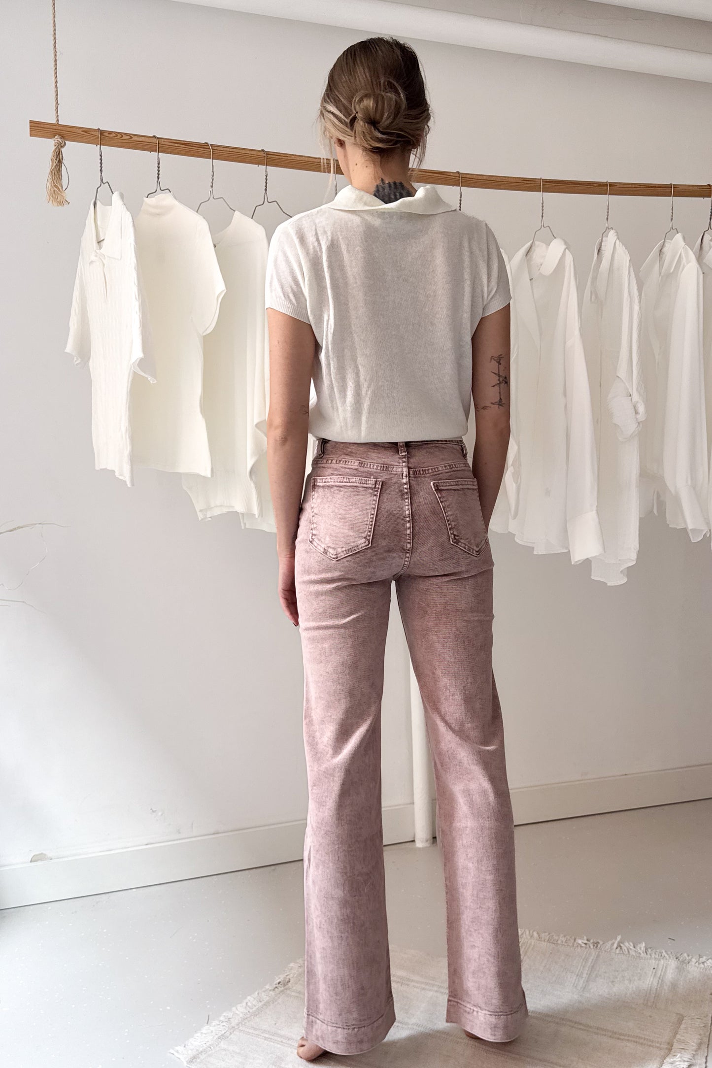 Wide leg farmernadrág - flamingórózsaszín