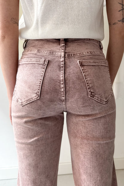 Wide leg farmernadrág - flamingórózsaszín