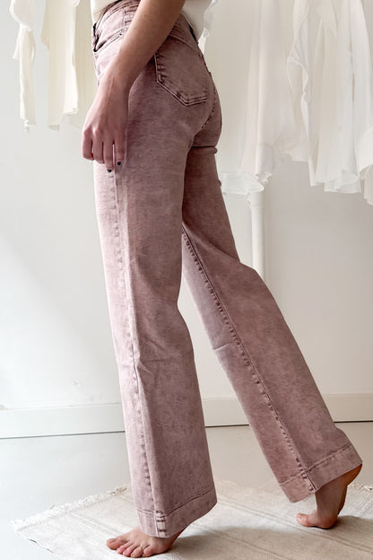 Wide leg farmernadrág - flamingórózsaszín