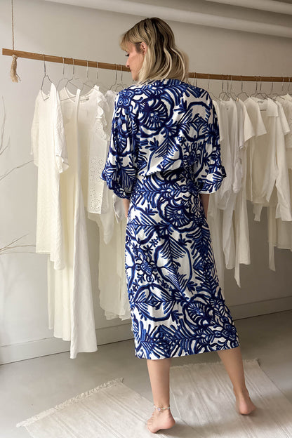 Átlapolós viszkóz ruha-kék