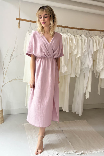 Double gauze dress-pastel purple