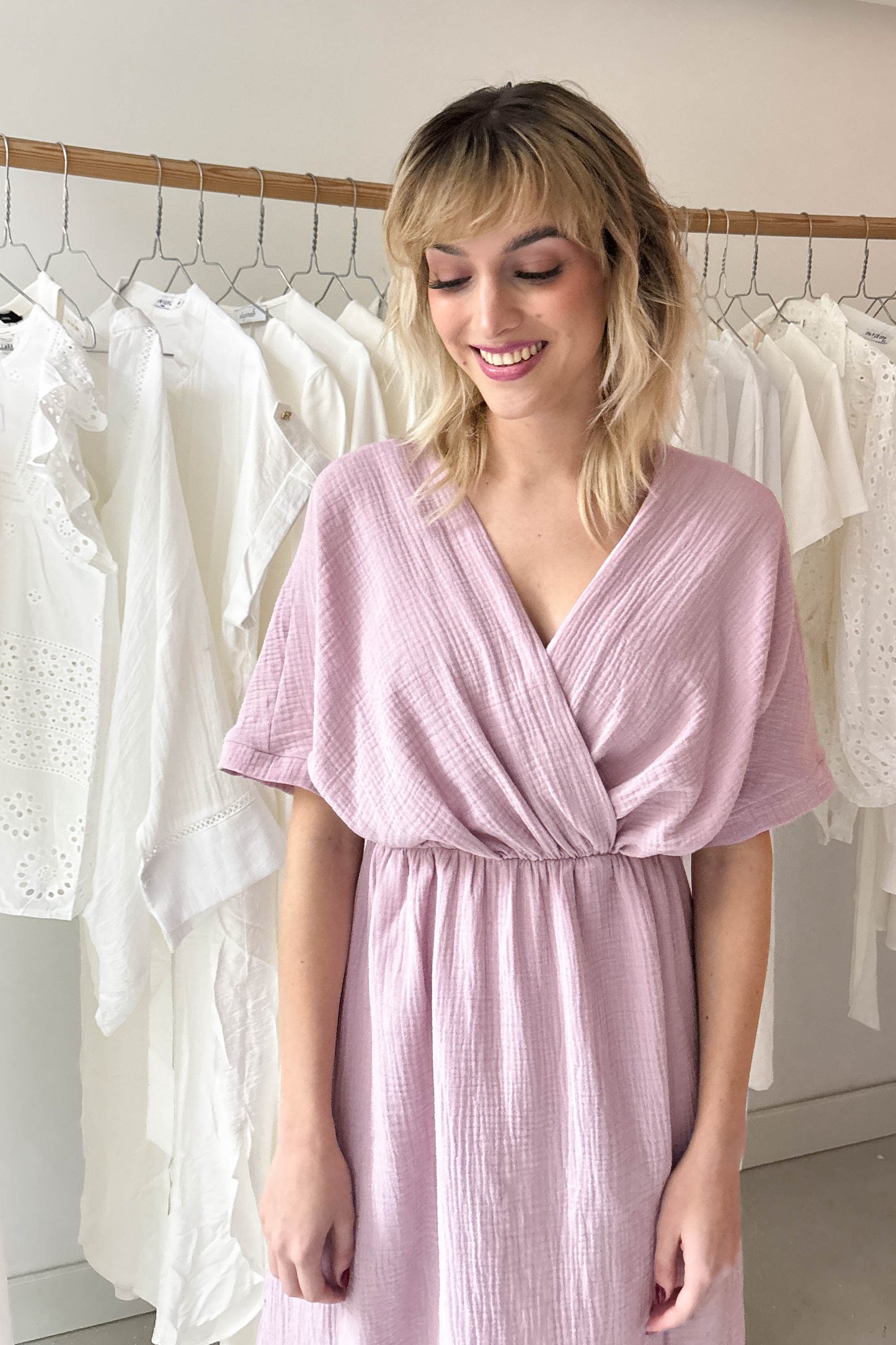 Double gauze dress-pastel purple