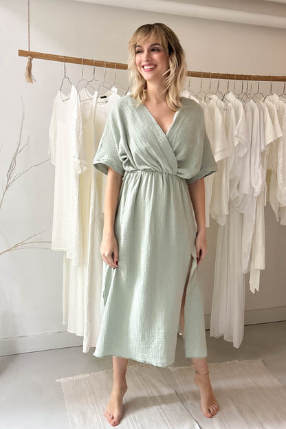 Double gauze dress-pastel green