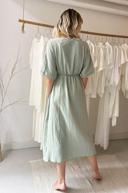 Double gauze dress-pastel green