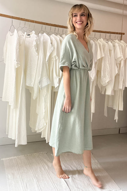Double gauze dress-pastel green