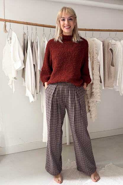 3/4-es ujjú buklé felső - szantálvörös