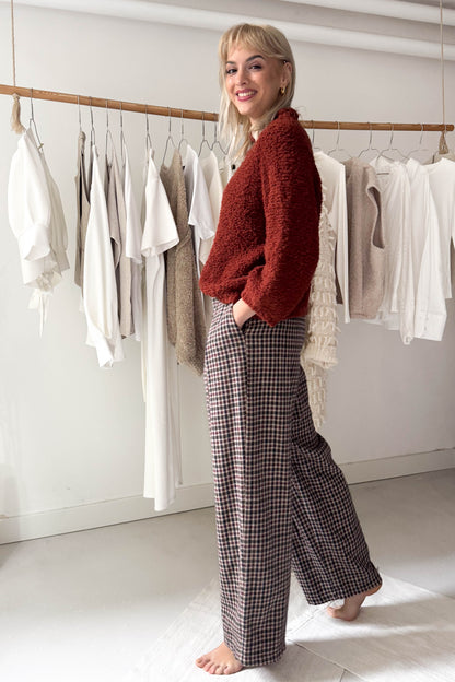 3/4-es ujjú buklé felső - szantálvörös