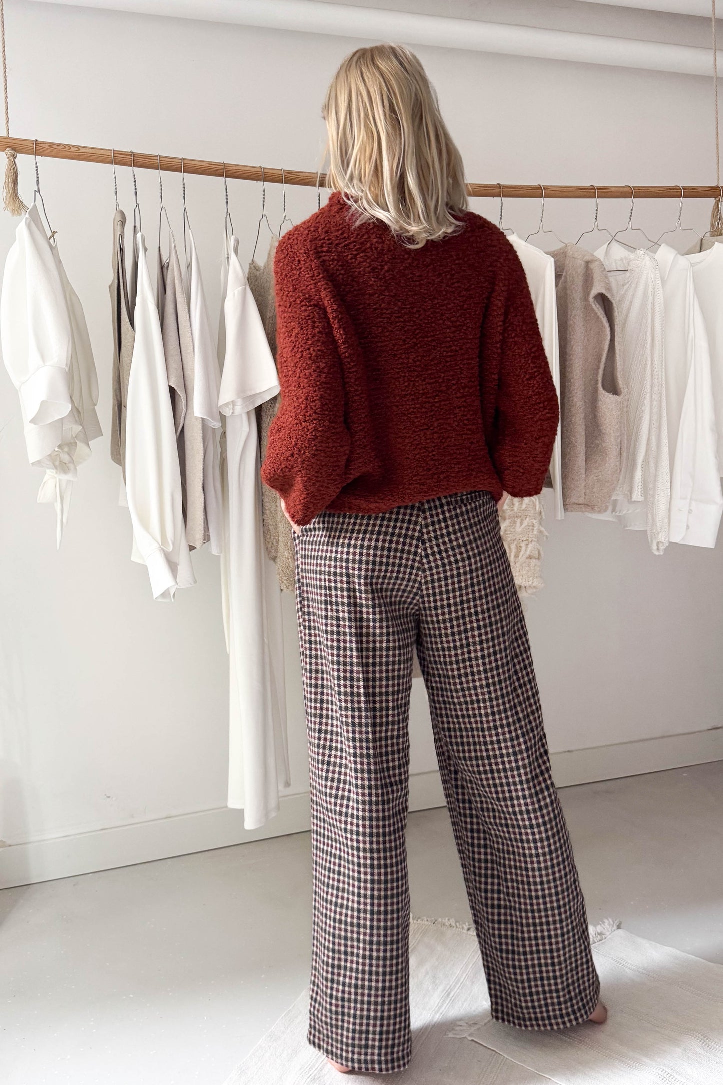 3/4-es ujjú buklé felső - szantálvörös