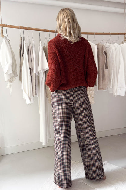 3/4-es ujjú buklé felső - szantálvörös