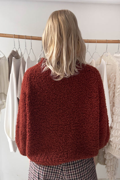 3/4-es ujjú buklé felső - szantálvörös