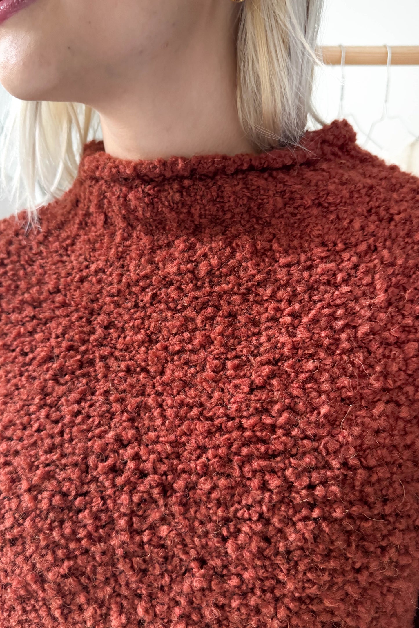 3/4-es ujjú buklé felső - szantálvörös