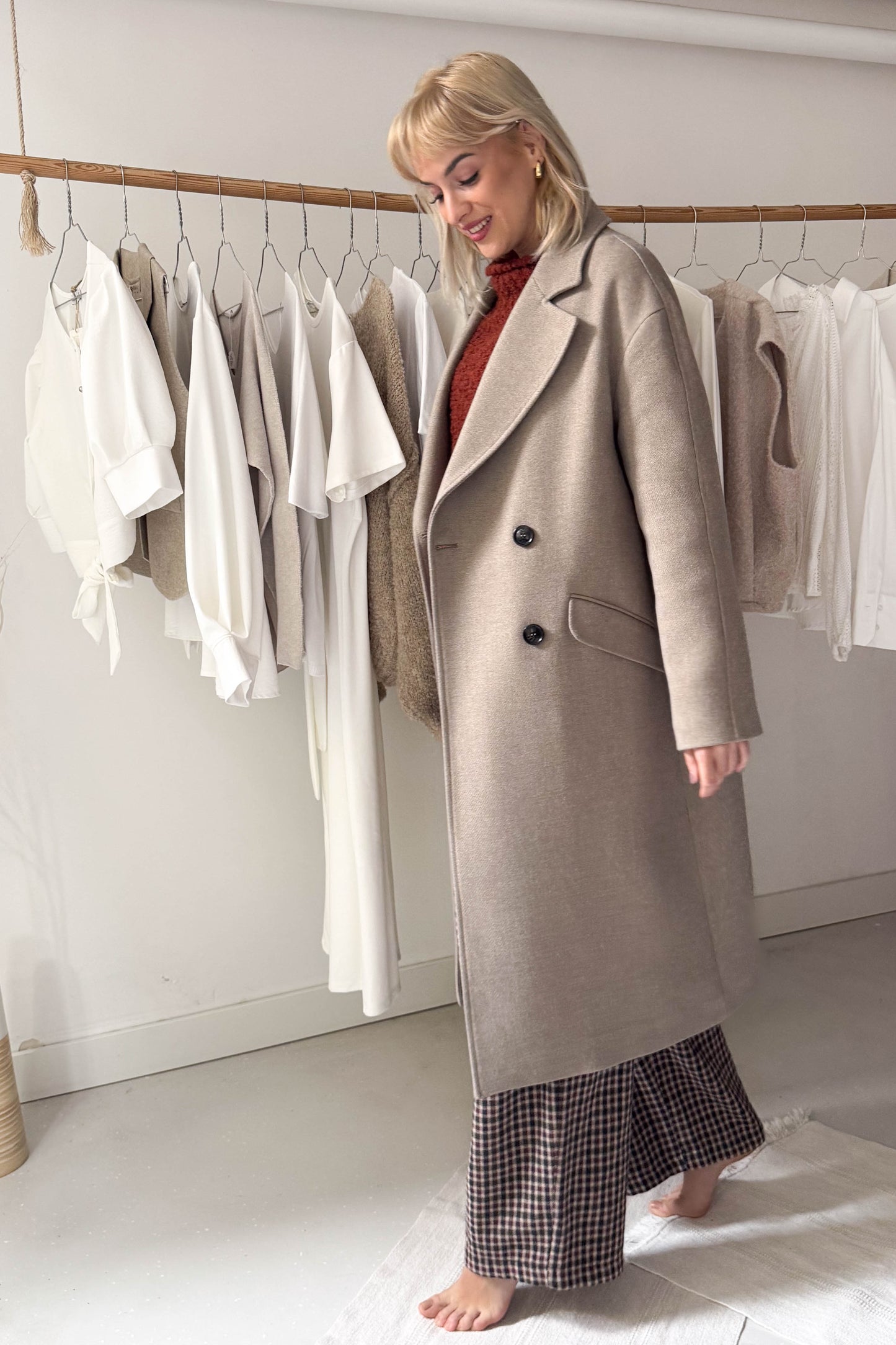 Oversize szövetkabát-homokszín