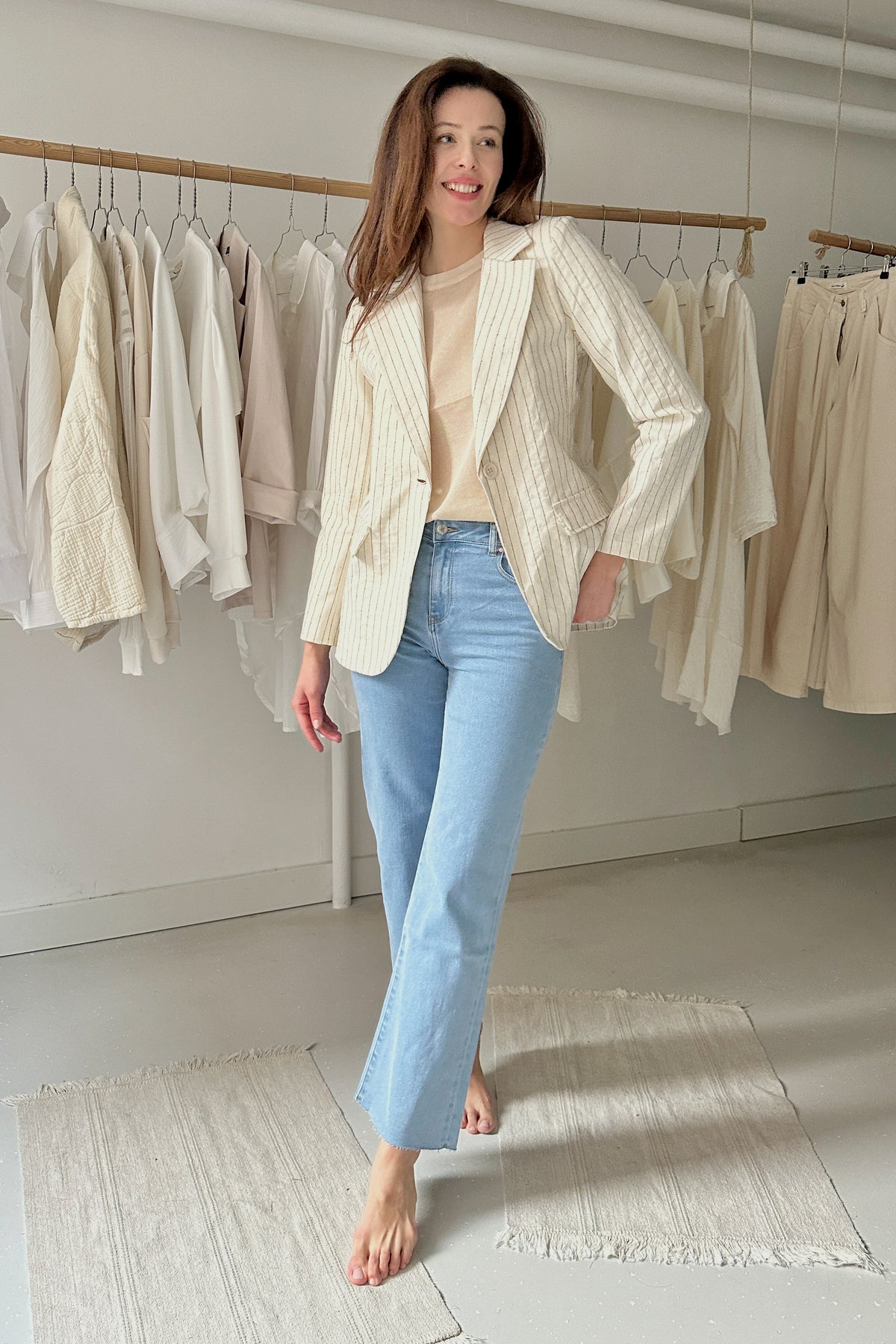 Beige, striped jacket
