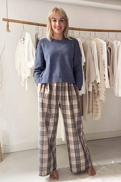 Csillogós kötött pulcsi-mák kék